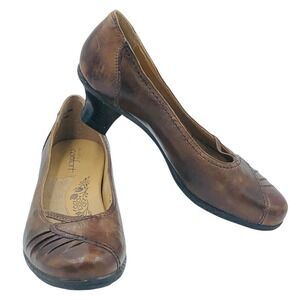 STRICTLY COMFORT WOMENS Brown LEATHER PUMPS CAREER HEELS SHOES SIZE 7.5 M